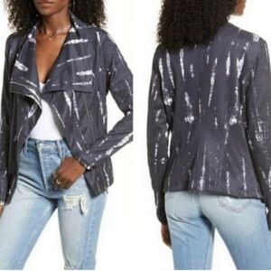 NWT BLANK NYC Wishful Thinking Asymmetrical Navy Blue Suede Jacket Tie-Dye M